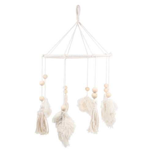 Bohemian macrame crib mobile for baby nursery