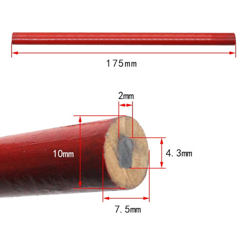 Lápiz de carpintero de madera negra, 12 unidades, 175 mm 1