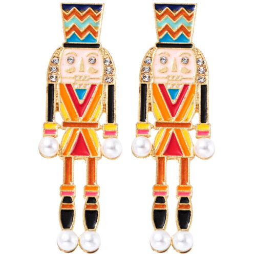 Nutcracker Earrings Metal Cartoon Style 1 Pair