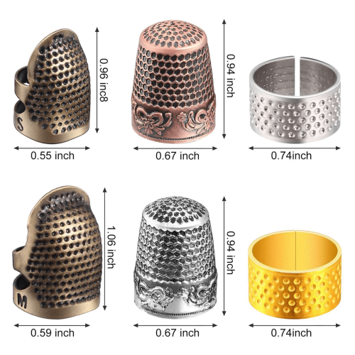 Sewing thimble finger protector adjustable metal 6 pieces 1