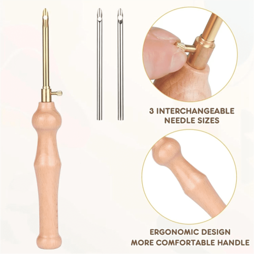 Punch Needle Tool Set with 11 Sizes Wooden Handle 2