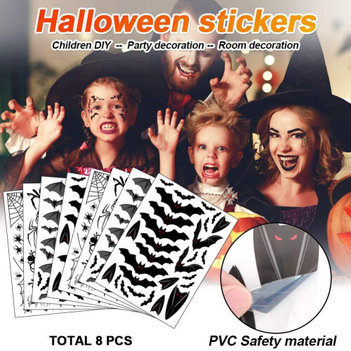 Halloween window clings bats and spiders 224 pcs 1