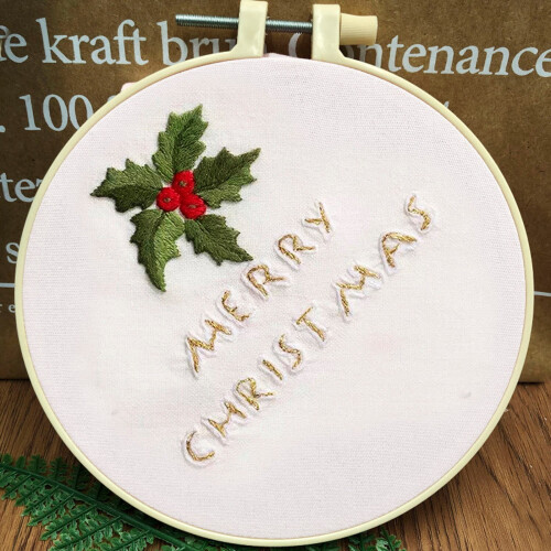 Christmas Embroidery Kit with Hoop, Threads, Needles, 1