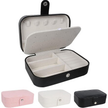 Jewelry Box Leather Travel Case 2-Layer Black