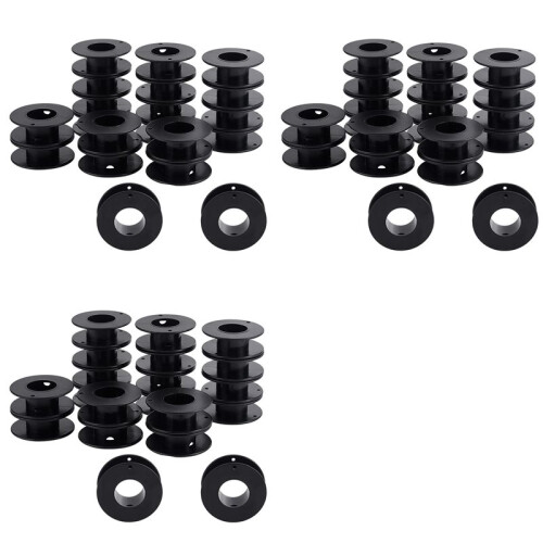 60pcs Empty Spools, 2.1x0.7 Inch Plastic Thread Spools Ribbon Spools Black  Spools Wire Spool Weaving Bobbins 1