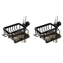 2X Sponge Holder over Faucet Kitchen Sink Organizer, Space Aluminum Detachable Hanging Faucet Drain Rack with Hook Black