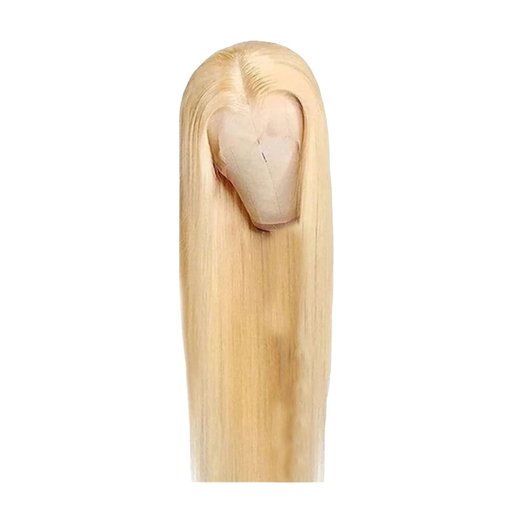 Blonde Human Hair Lace Front Wig Straight 26 Inch