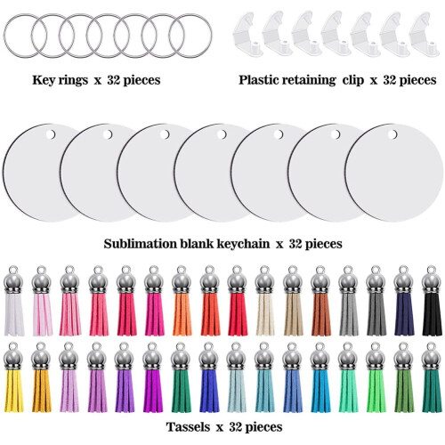 Sublimation Keychain Blanks Round MDF 128 pcs 1