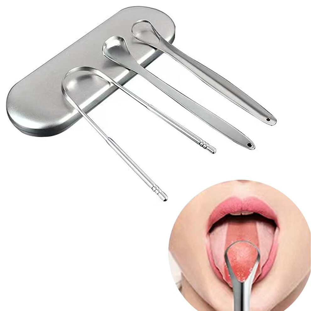 Tongue Scraper Stainless Steel 3 PCS with Travel Case