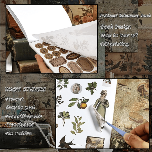 Vintage washi stickers paper for scrapbooking 40 sheets 1