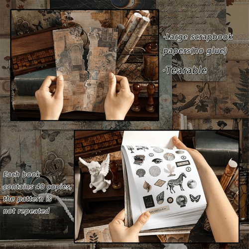 Vintage washi stickers paper for scrapbooking 40 sheets 2