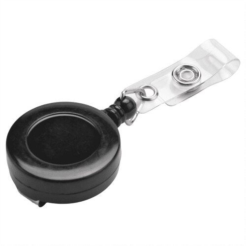 Badge Holder Retractable Reel with Snap Button Black 3 pcs 1