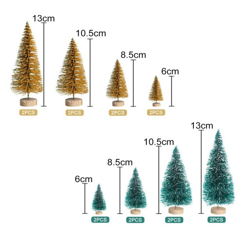 Toudaret mini Christmas trees with wood base 8 pcs 1