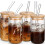 Glass Cups with Lids and Straws 16 oz 8 pcs 7