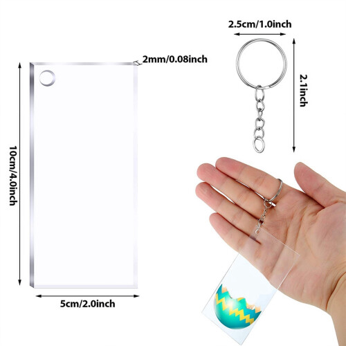 Sublimation Acrylic Keychain Blank Clear Rectangle 50 Pcs 1
