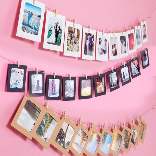 Black Photo Frames 4x6 with Clips and Ropes 20 Pack 1
