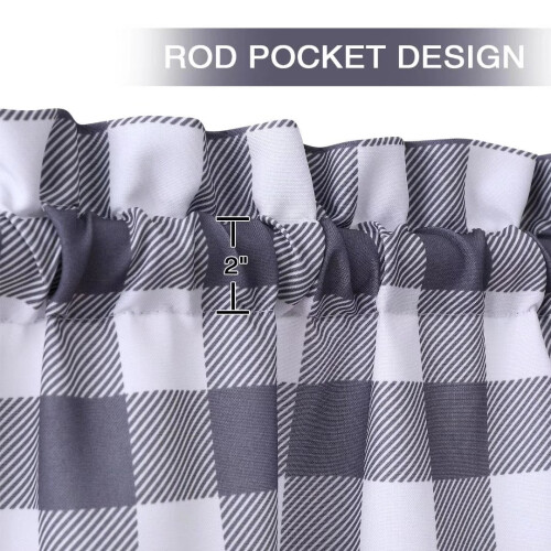 Buffalo Check Kitchen Valance Gray 56"W x 15"L 1 Panel 1