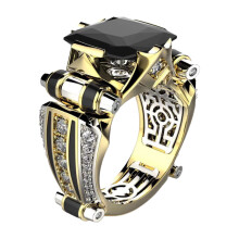 Meidiya women's two-tone vintage ring with cubic zirconia