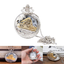 Meidiya Retro Train Locomotive Pocket Watch Necklace 1pc