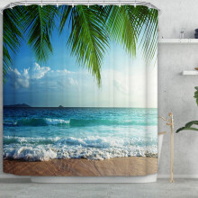 Ocean Palms Tropical Beach Shower Curtain Polyester 72x72 in