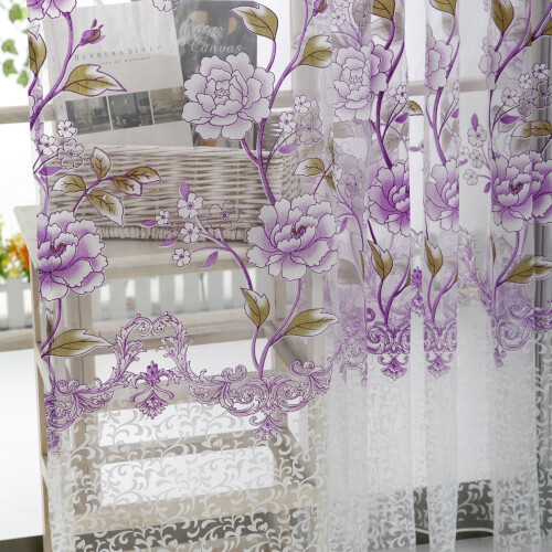 Miyuadkai sheer voile curtain panel purple one size 2