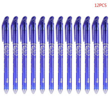 12 bolígrafos de tinta azul de punta fina de 0,5 mm, de lujo, borrables.