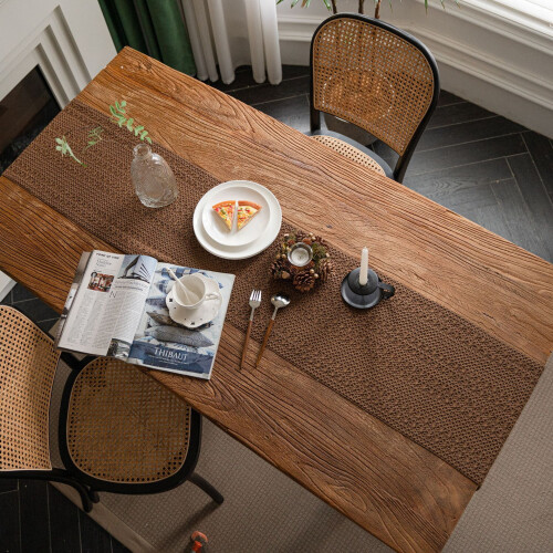 Farmhouse Dining Table Runner Brown Rustic Boho 13x70 inch 1