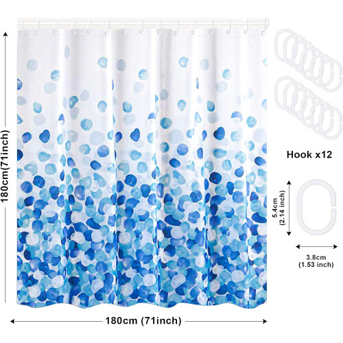 Waterproof Shower Curtain Polyester 180x180cm Blue Petals 2