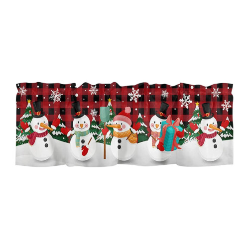Christmas Snowman Curtains with Rod Pocket White Snowflake 1
