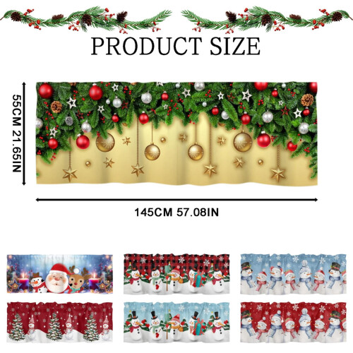 Christmas Snowman Curtains with Rod Pocket White Snowflake 2