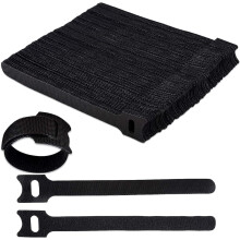 Reusable Cable Ties Black Hook and Loop 100 pcs