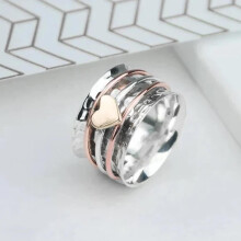 Meidiya Rotating Heart Ring Women Vintage Plated Size 5-11
