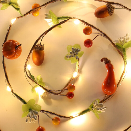 Christmas String Lights with Pine Cones and Maple Leaves 20 2