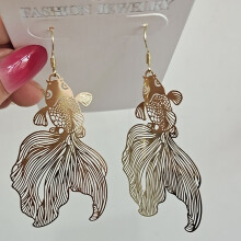 Chinese-style goldfish dangle earrings with hook
