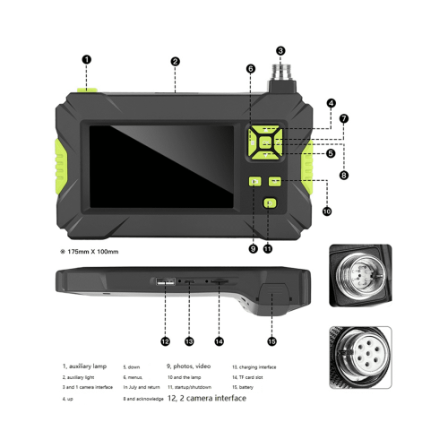 HD borescope with LED light 8 mm lens 2 m hard line 2