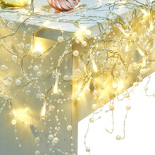 Christmas berry beaded garland with 30 LED lights, 10 feet