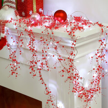Christmas berry beaded garland 10 ft 30 LED red