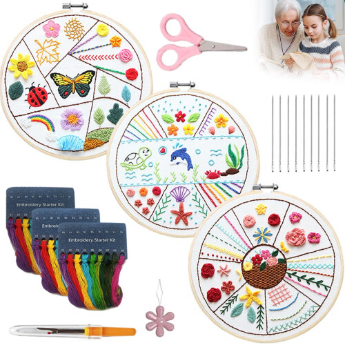 Relax Love Embroidery Starter Kit for Beginners with 3 1