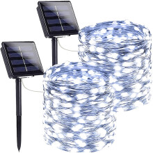 Solar String Lights Outdoor 33FT 100 LED 2-Pack
