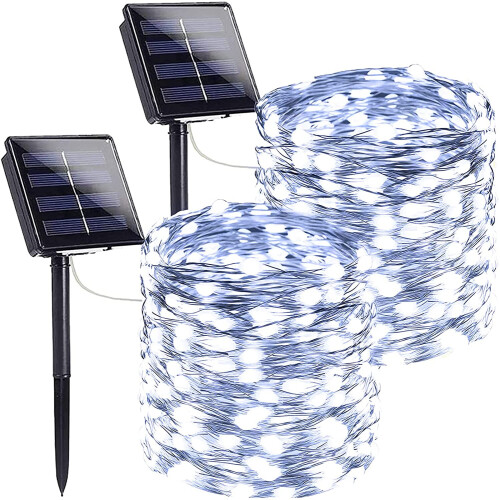 Solar String Lights Outdoor 33FT 100 LED 2-Pack