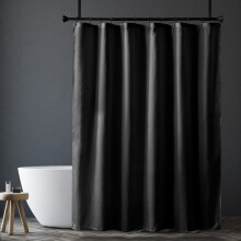 Black shower curtain liner 72 x 72 inches waterproof fabric