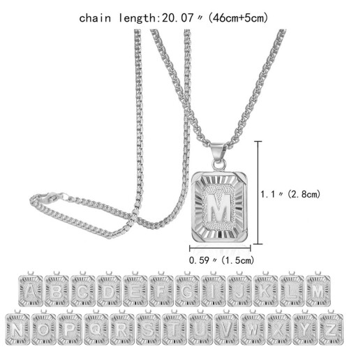 Initial Letter Pendant Necklace Silver Plated One Size 2