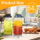 Luniquz vattenkanna i glas, 64 oz, 2-pack 2