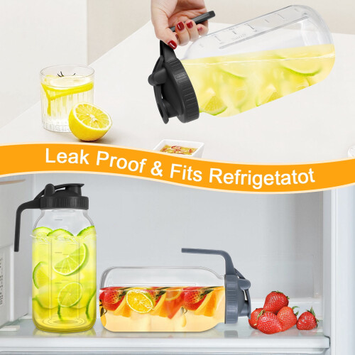Luniquz vattenkanna i glas, 64 oz, 2-pack 2