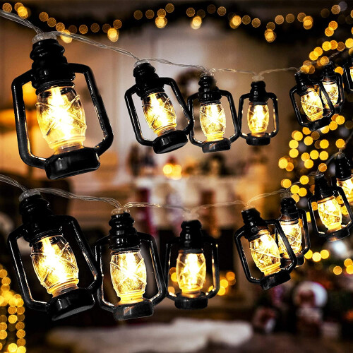Mini kerosene-style string lights 20 ft 40 LED battery