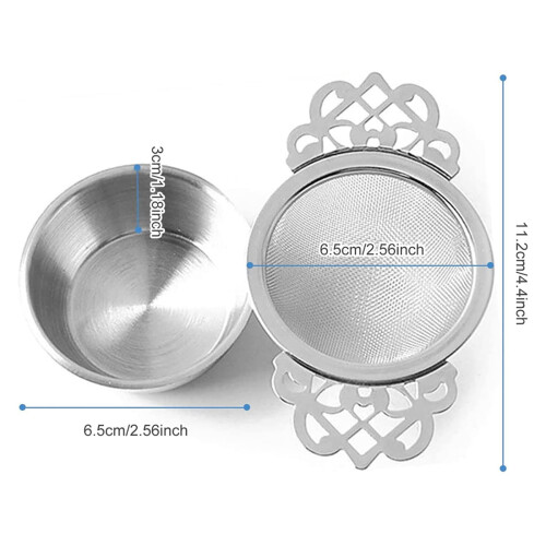 Stainless Steel Tea Strainer with Bowl 2 pcs 1
