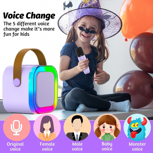 Ηχείο Bluetooth Luniquz K12Karaoke Μωβ 25W RGB Light 1
