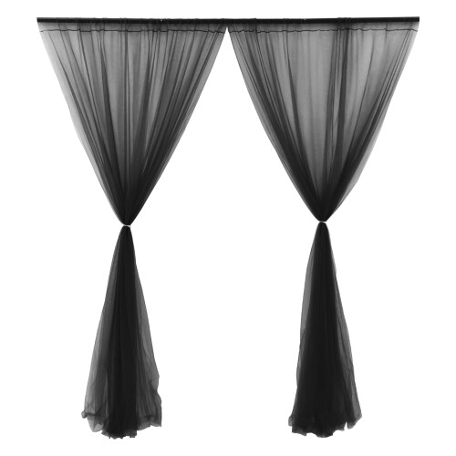 Wedding Party Window Curtain Semi-Transparent Mesh Black 1