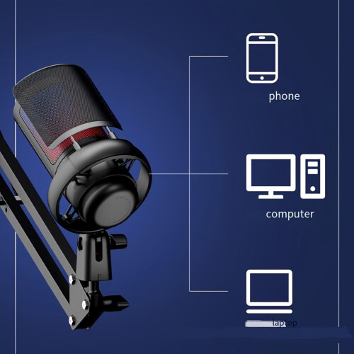 USB Gaming Microphone with RGB Lights and Noise Reduction 2