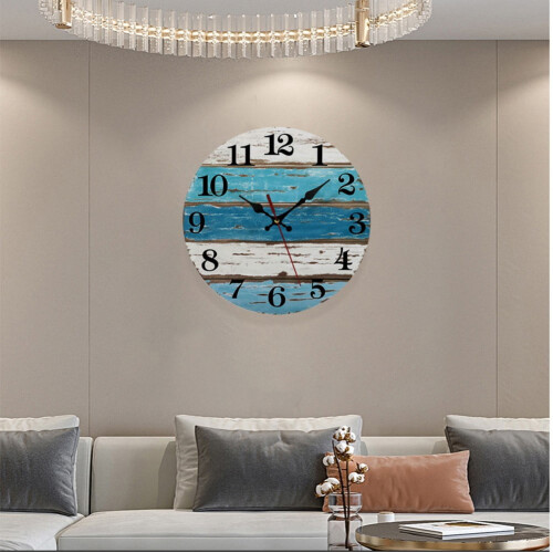 Beach Blue Wall Clock Silent Battery Operated 1